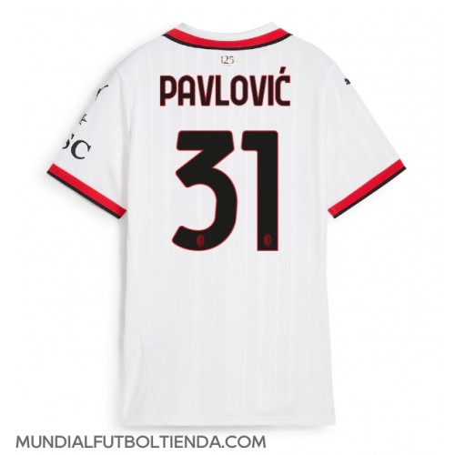 Camiseta AC Milan Strahinja Pavlovic #31 Segunda Equipación Replica 2024-25 para mujer mangas cortas